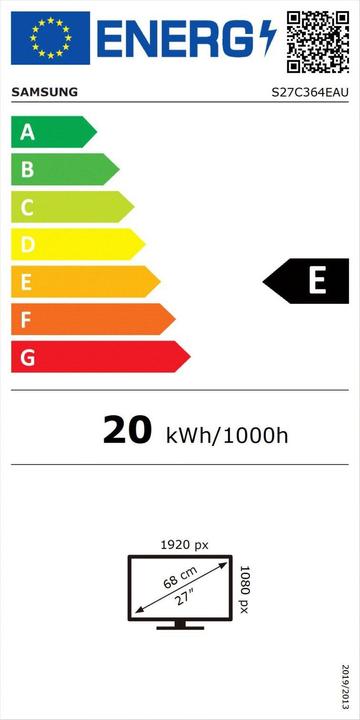 Label énergétique Samsung Essential S36C (1920 x 1080 pixels, 27")