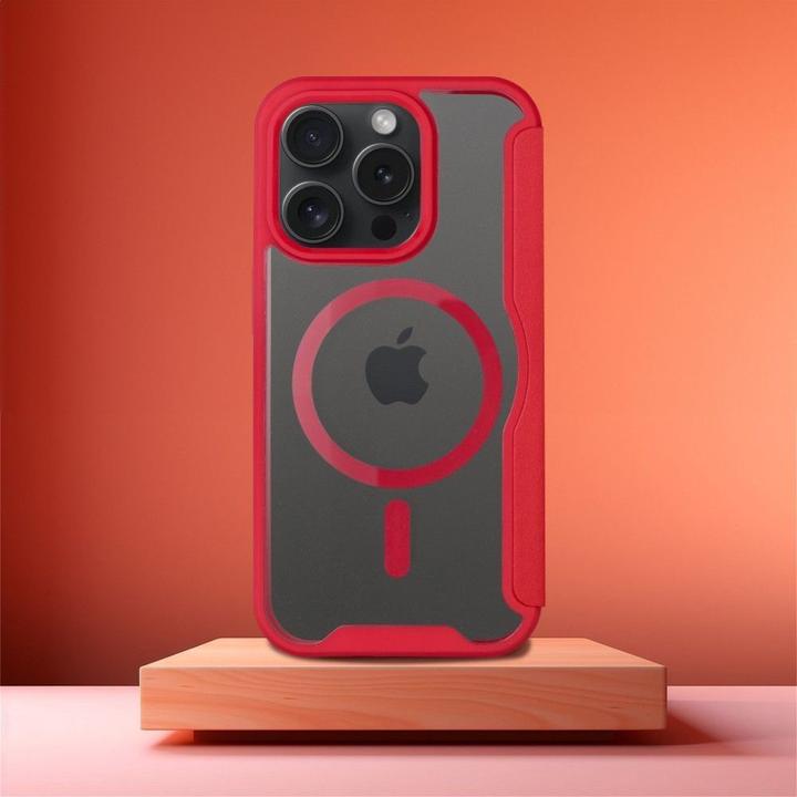 Actual product image OEM Book case SMART MAG Book case compatible with MagSafe for IPHONE 16 Pro red (Apple iPhone 16 Pro)