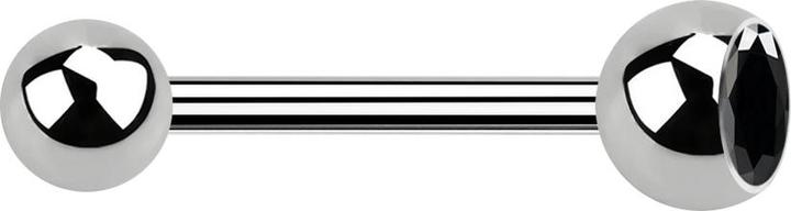 Star Piercing Barbell silber mit Kugel und Kugel Kristall schwarz (ohne Messing, Titan G23)