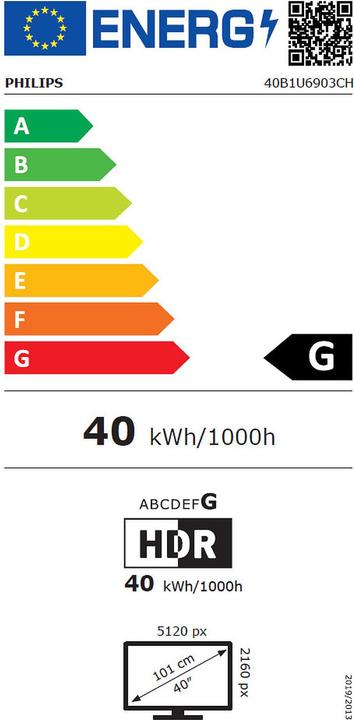 Energy Label Philips 40B1U6903CH/00 (5120 x 2160 pixels, 39.70")