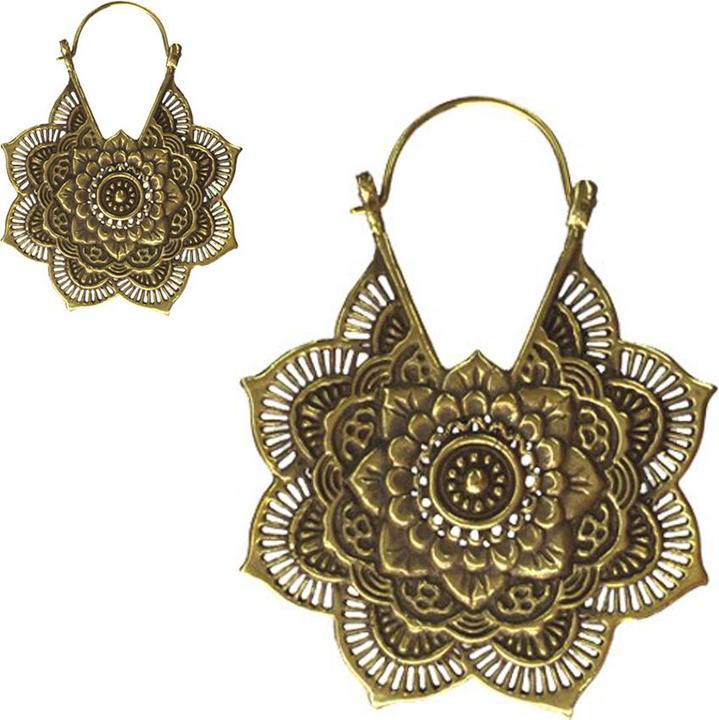 Star Piercing Ohrring vergoldet Blume offen (Messing)
