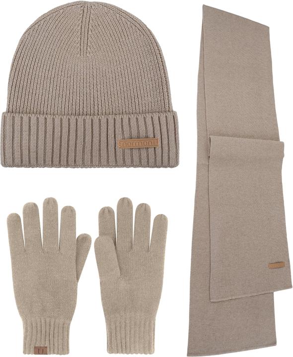 Actual product image Normani Winter set made of merino wool hat, scarf and gloves smooth Yuma - 9623 (One size)