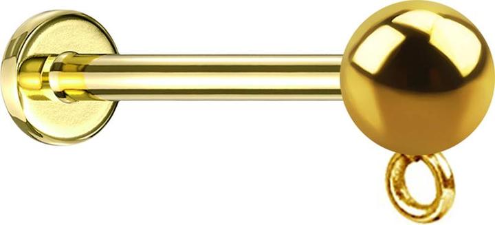 Star Piercing Micro Labret Innengewinde vergoldet mit Kugel Ring für Anhänger (Chirurgenstahl 316L)
