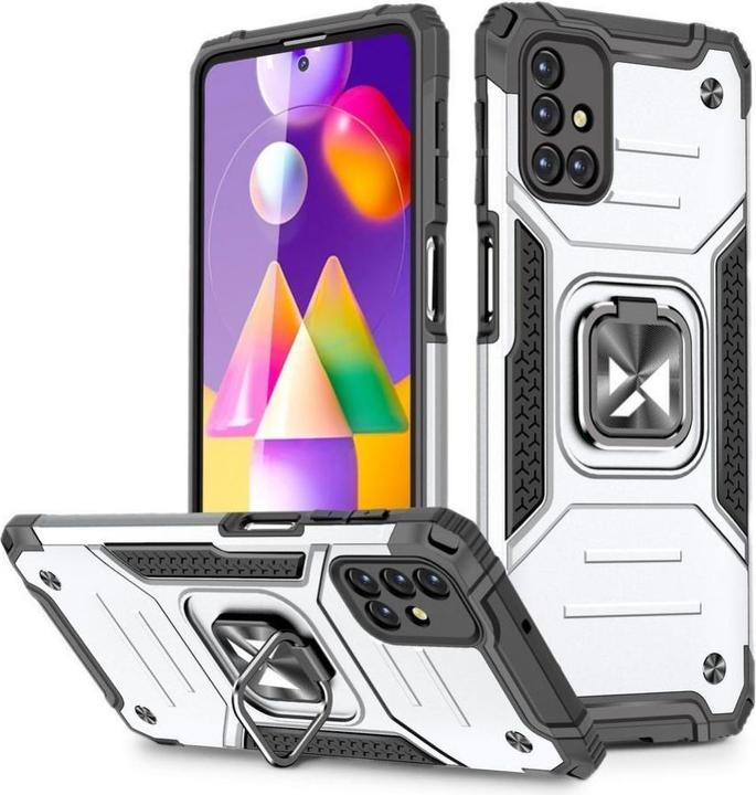 Immagine prodotto Wozinsky Ring Armor Case Kickstand Tough Rugged Cover per Samsung Galaxy M31s argento (Samsung Galaxy M31s)