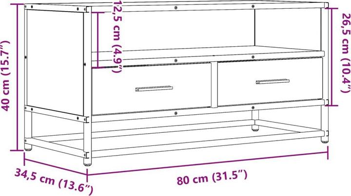 Produktbild VidaXL TV Schrank Lowboard Fernsehschrank Fernsehtisch TV Möbel Sonoma-Eiche (80 x 34.5 x 40 cm)