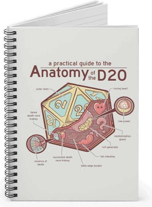 Actual product image Glass Staff Notizbuch Anatomy of the d20 Weiss/Rot (Lined, Hardcover)