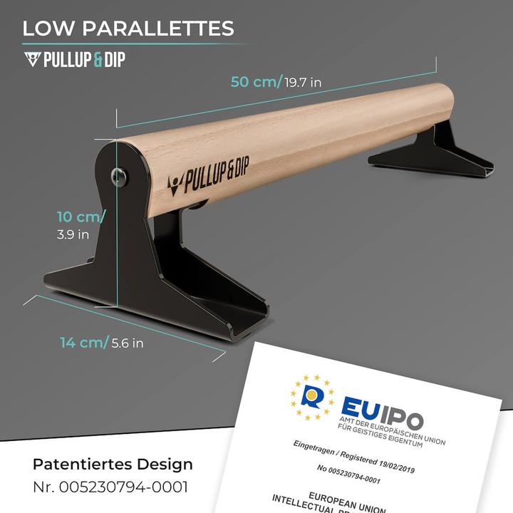 Actual product image Pullup & Dip High-quality wooden parallettes with ergonomic wooden handle (low model)