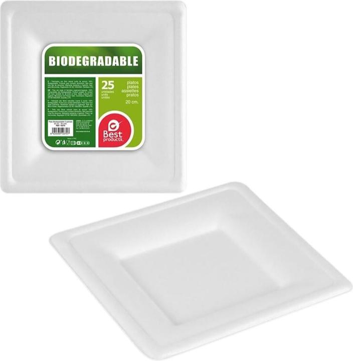 Produktbild Best Products Green Geschirr-Set Zuckerrohr Ø 20 cm Biologisch abbaubar Einwegartikel 25 Stück (25 x)