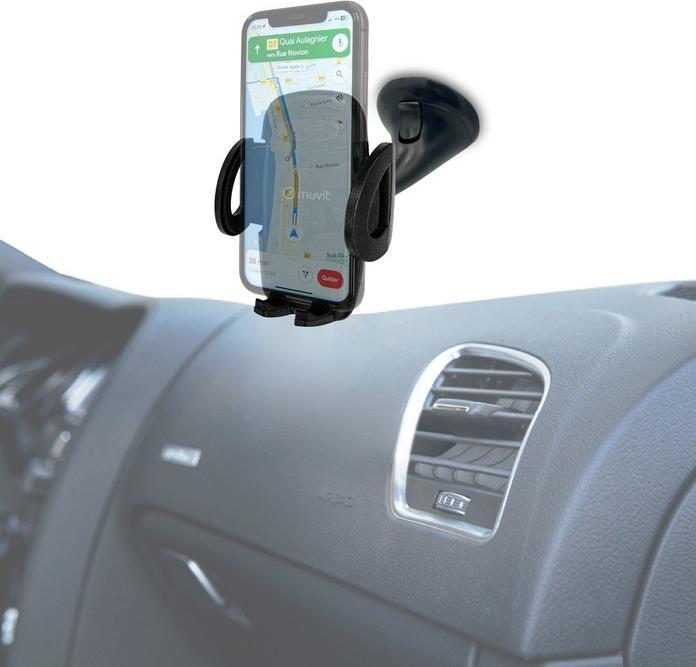 Image du produit Muvit Support Voiture 2en1 Grille / Pare-Brise / Tableau De Bord En Plastique Recyclé Pour Mobiles 92mm Ma