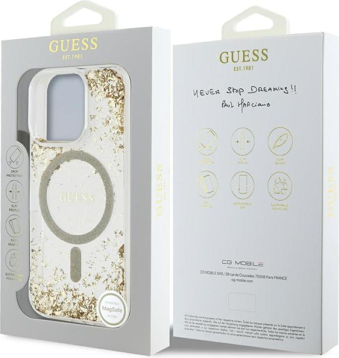 Produktbild Guess HC Resin Bottom Glitter MagSafe case for iPhone 16 Pro - gold (Apple iPhone 16 Pro)