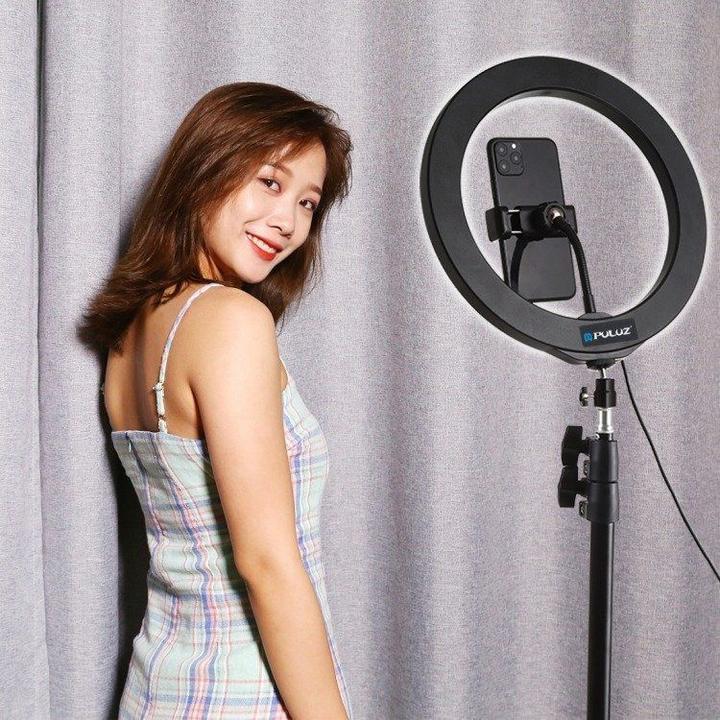 Actual product image Puluz 1.1m Tripod Mount + 26cm RGBW LED Ring Vlogging PKT3044 (Ring light)