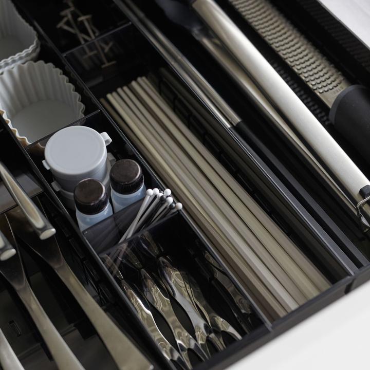 Actual product image Yamazaki Pull-out cutlery tray with angled compartments TOWER