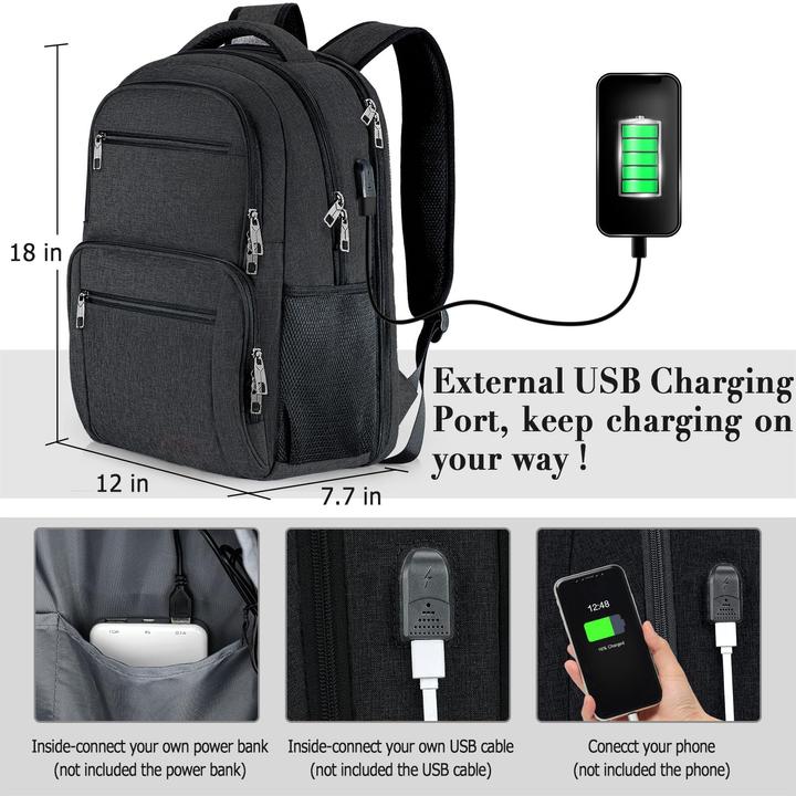 Produktbild Only-Bags.Store Rucksack, Schulrucksack wasserdicht Arbeit Laptop mit USB-Ladeanschluss, Reisen Wanderrucksack (32 l)