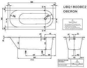 Actual product image Villeroy & Boch V&B Whirlpool System OBERON w BW R-corner 180x80 Tech. Pos 1 we (175 l, 180 cm, 80 cm)