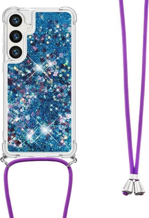 Produktbild Cover-Discount Glitzer Hülle mit Umhängeband blau (Samsung Galaxy S24+)