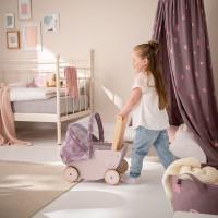 Actual product image Howa Doll's pram "Rainbow" made of wood with foldable hood