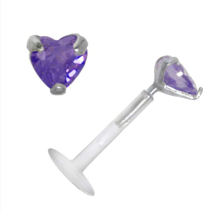 Bijouteria Piercing für Lippe/Tragus (Bioplast, Silber 925, Zirkonia)