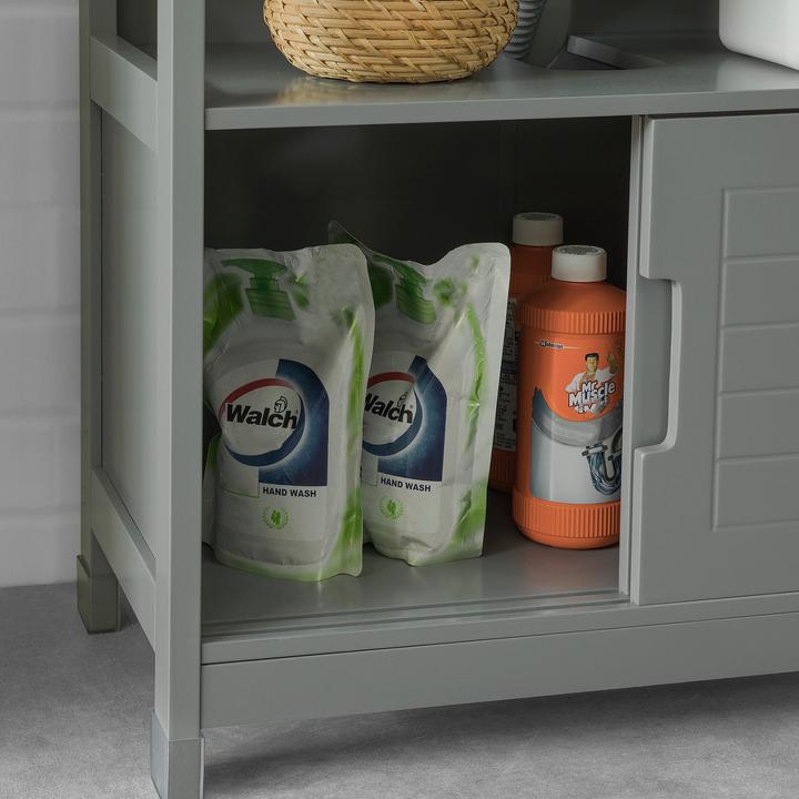 Produktbild SoBuy Waschbeckenunterschrank stahlgrau (60 x 30 x 61 cm)