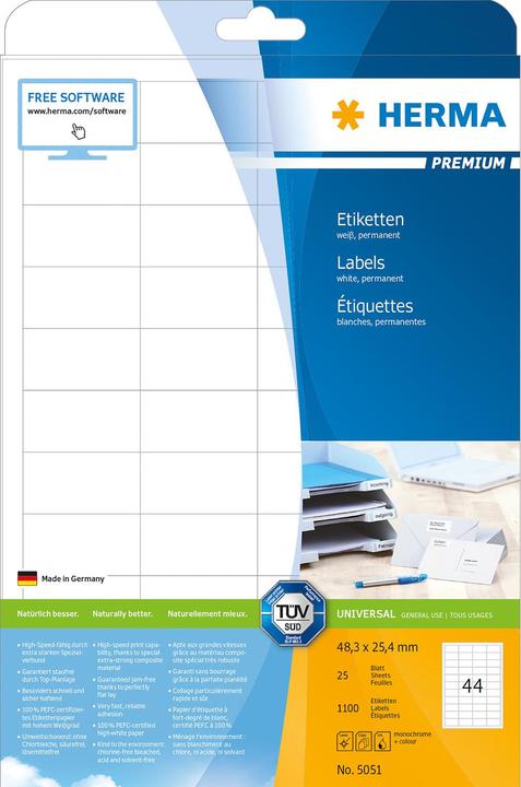 Produktbild HERMA Universal Etiketten A4