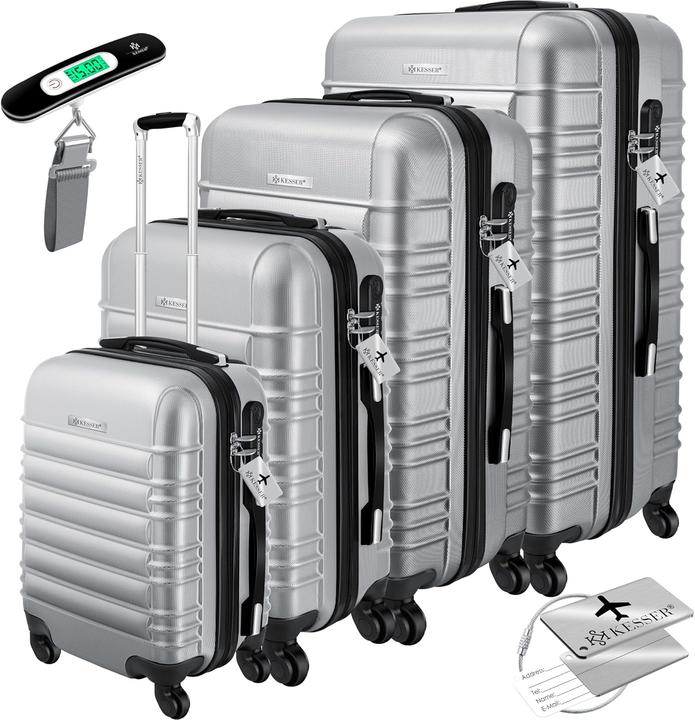 Kesser 4-teiliges ABS-Hartschalenkofferset (120 l, Handgepäck (bis 50l), M (50 - 90l), XL (ab 115l))