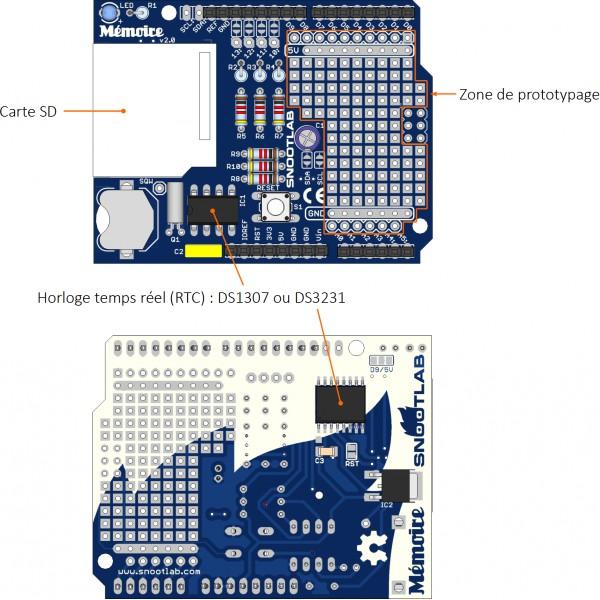 Image du produit Snootlab Kit mémoire 2.0 (Data Logging Shield avec DS1307) (Kit électronique)