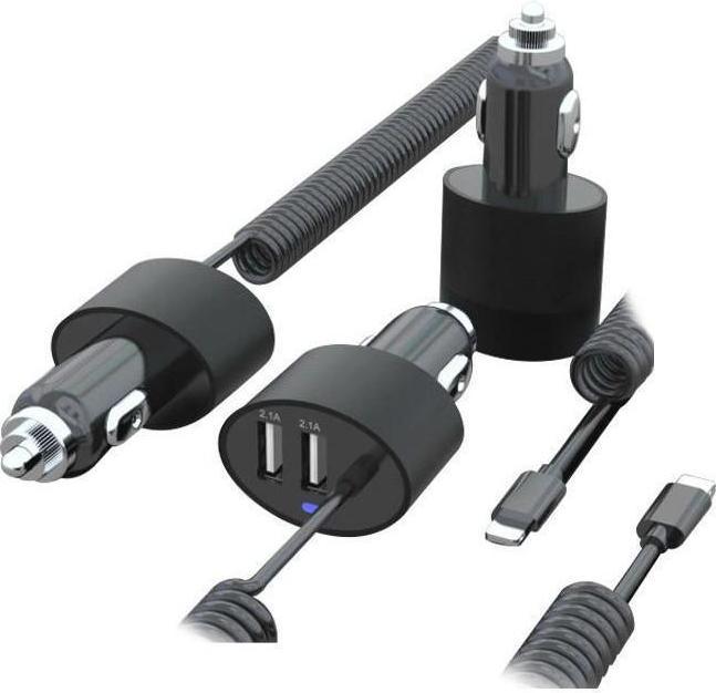 Immagine prodotto Maclean Ładowarka 2x USB 5.2A + lightning spiralny 1.8m (MCE76)