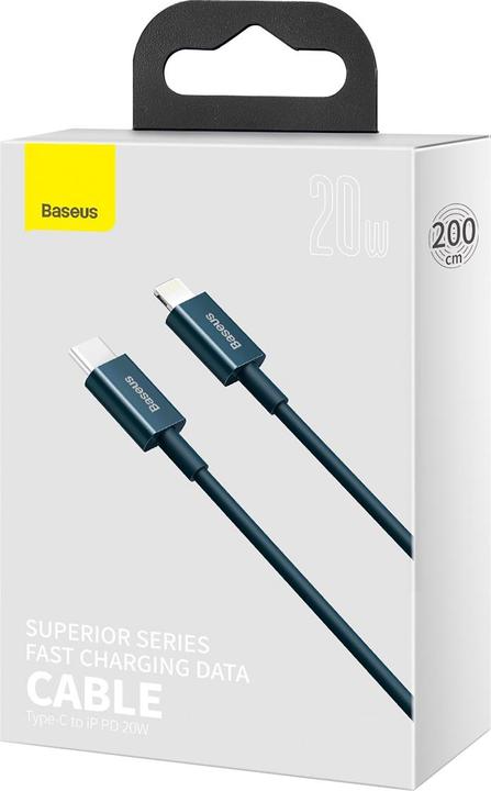 Actual product image Baseus Superior Series Cable USB-C to iP, 20W, PD, 2m (blue) (2 m, USB 3.2 Gen 2, 20 W)