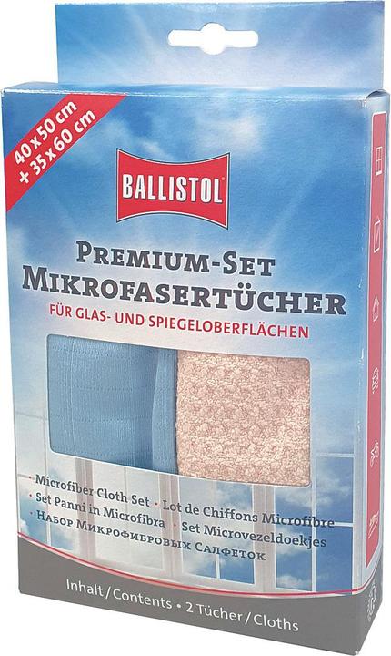 Produktbild Ballistol Premium-Set zwei Mikrofasertücher – Für Glas- undSpiegeloberflächen (beige/blau) (2 Stk.)