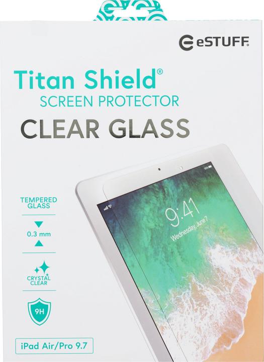 Produktbild eSTUFF TitanShield Clear Glass (1 Stück, iPad Air, iPad Air 2014 (2. Gen), iPad Pro 9.7 2016 (1. Gen), iPad 2017 (5. Gen), iPad 2018 (6. Gen))