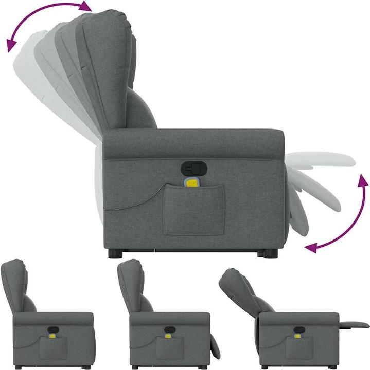 Actual product image VidaXL Massage chair with stand-up aid dark grey fabric