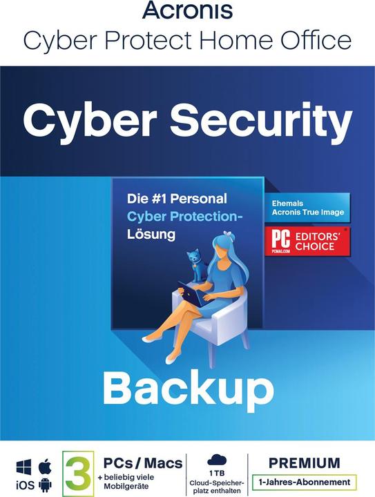 Produktbild Acronis Cyber Protect Home Office Premium (3 User, 1 Geräte/User, 12 Monate)