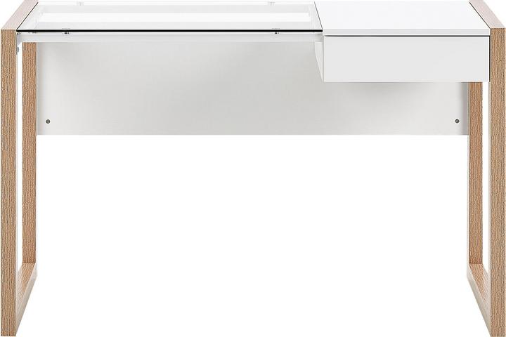 Produktbild Beliani Schreibtisch weiss / heller Holzfarbton 120 x 60 cm JENKS (120 x 60 x 75 cm)
