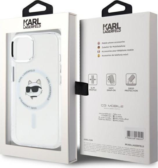 Image du produit Karl Lagerfeld IML Choupette Tête Métallique Cadre MagSafe Etui pour iPhone 15 Transparent (Apple iPhone 15)