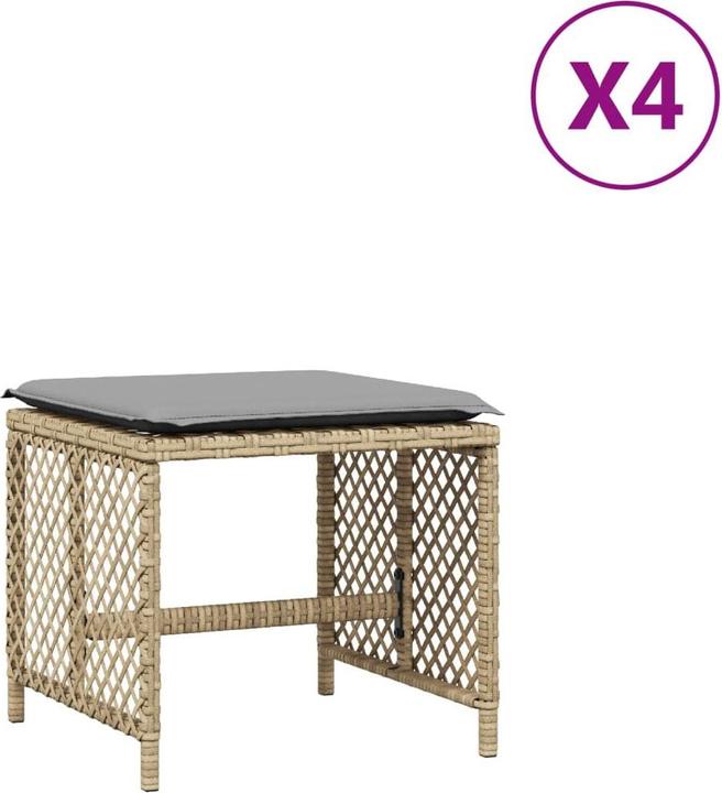 Produktbild VidaXL Gartenhocker Kissen Hocker Gartenstuhl Sitzhocker 4 Stk. Beigemischung