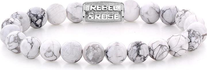Rebel & Rose Armband Virgin White RR-80066-S-L+ Herren (20 cm, Howlith)