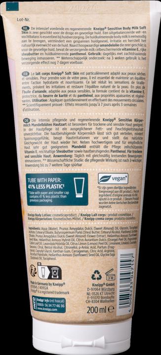 Nährwerte und Zutaten Kneipp Sensitive (Körpermilch, 200 ml)