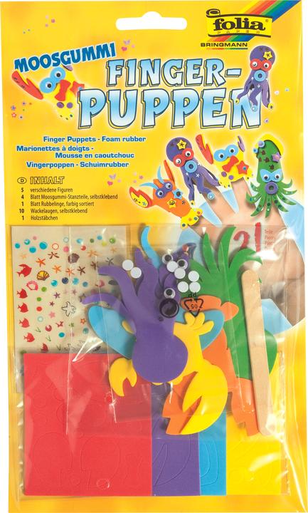 Actual product image Folia Foam Rubber Finger Puppets UNDERWATER ANIMALS