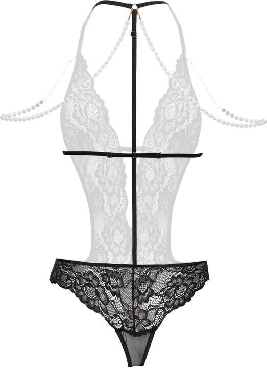 Produktbild Christine Le Duc Spitzen Body ouvert mit Perlen Mea Schwarz (S/M)