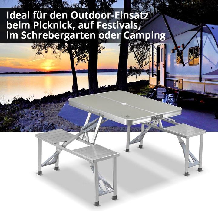 Produktbild Stahlwerk Campingtisch mit Stühlen Faltbarer Alu-Klapptisch Tischgarnitur im Set