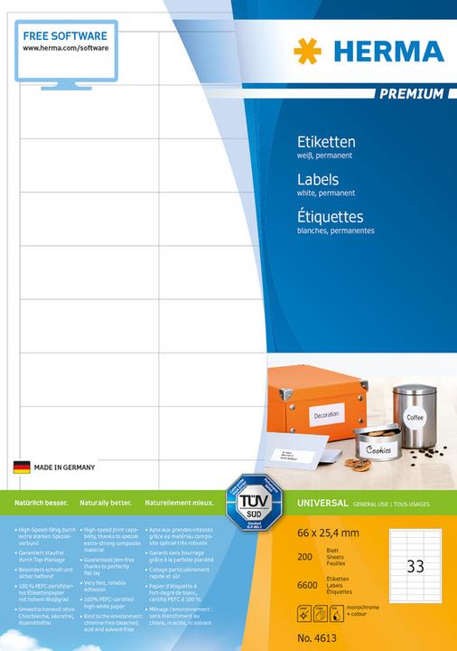 Actual product image HERMA Universal labels A4