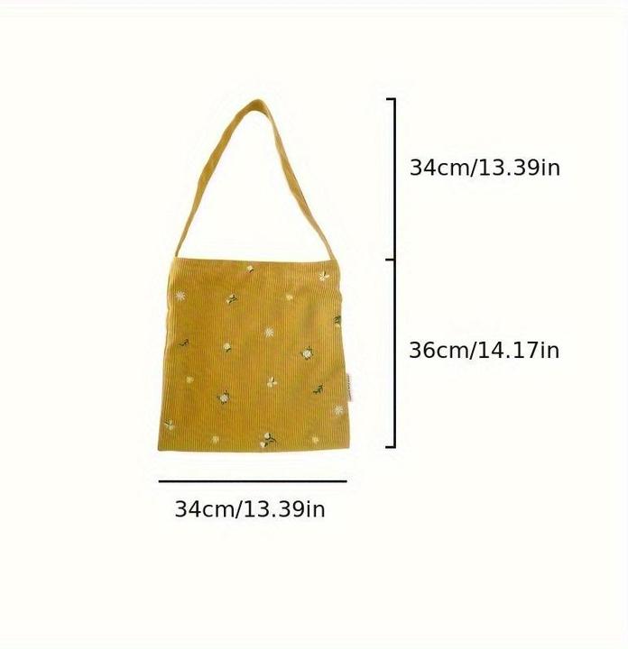 Immagine prodotto Only-Bags.Store Borse a tracolla in velluto a coste, tote casual con margherite, borsa hobo versatile per la moda