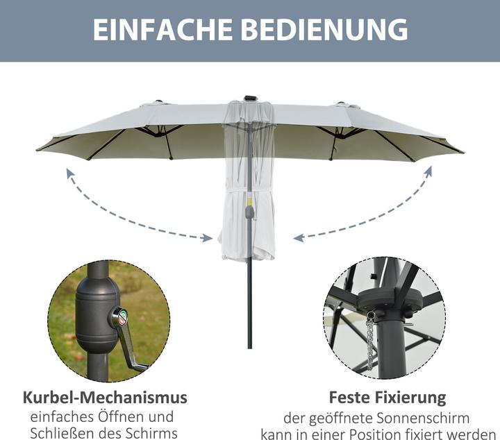 Produktbild Outsunny Sonnenschirm mit Solar-LED-Leuchte (2.65 m)