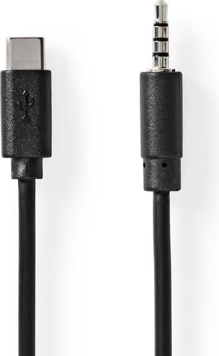 Image du produit Nedis Adaptateur USB-C™ | USB 2.0 | USB-C™ mâle | 3,5 mm mâle | 1,00 m | Rond | Nickelé | Noir (1 m, USB)
