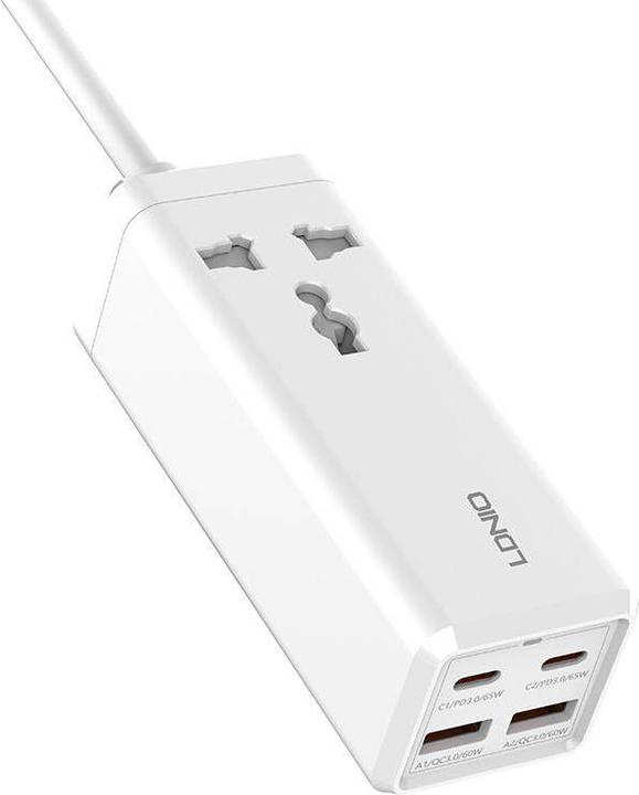 Actual product image Ldnio Power strip with 1 AC socket, 2x USB, 2x USB-C SC1418, EU/US, (white)