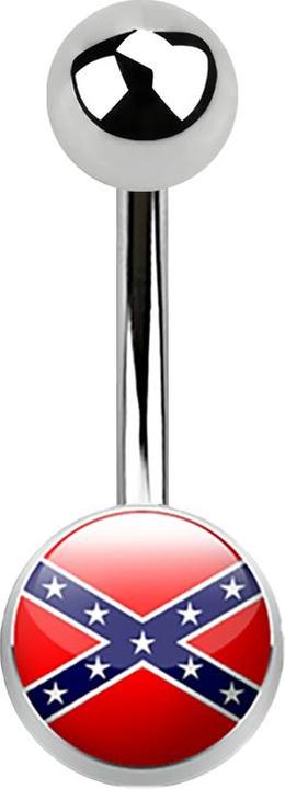 Star Piercing Banane silber mit Logo Rebel Flagge (Chirurgenstahl 316L, ohne Messing)