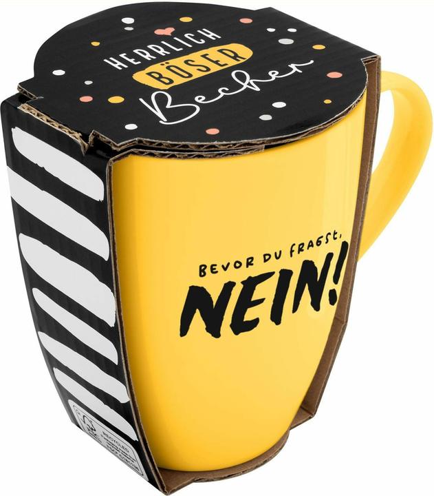 Immagine prodotto Sheepworld Tasse mit Motivdruck 'Bevor du fragst. NEIN!', mit Banderole (350 ml)