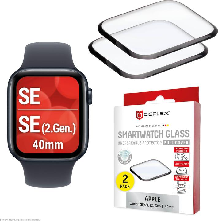 Produktbild Displex Full Cover Schutzfolie, Full Cover Watch Glass, Doppelpack