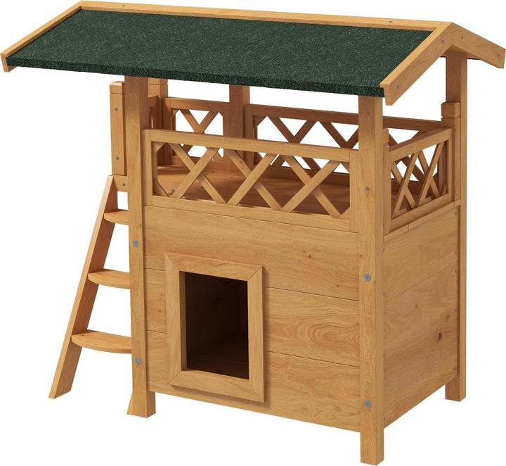 Produktbild PawHut Katzenhaus mit Treppe und Dach (Katze)