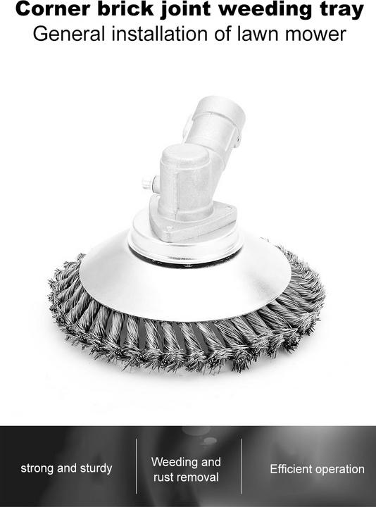 Produktbild Japcell Stahlbürste für Unkraut - 15 cm - Kann an Rasentrimmer / Freischneider angebracht werden (Rasentrimmer, Gartenmaschinen Aufsatz)