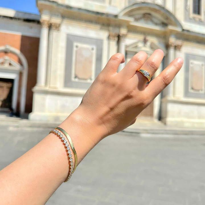 Immagine prodotto Candy Bracciale M a spina di pesce, argento 925, placcato oro (19 cm, Placcato oro 18k, Argento 925)